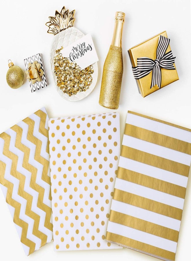 Whaline Metallic Tissue Paper 20" x 28" Big Size Gift Wrap Paper Bulk Gift Wrapping Accessory Wrap for Christmas, Birthday, DIY and Craft, Gift Bags (Gold) - Image 2